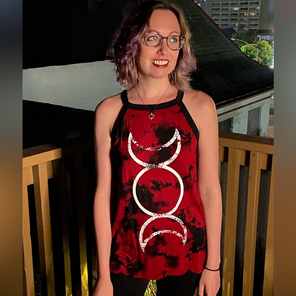 Moon Phase Tie-Dye Halter-Neck Top π - Picture 5 of 5